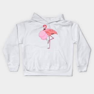 Cute Pink Flamingo Eating Cotton Candy Kids Hoodie